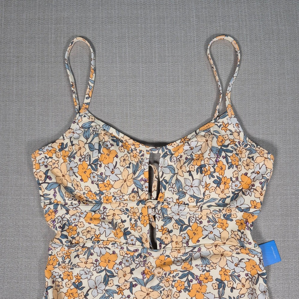 Cupshe Womens Floral Cutout One Piece Swimsuit Yellow Blue Size L New NWT - Picture 10 of 11